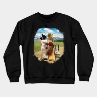 Siamese Cat Playing Cricket Crewneck Sweatshirt